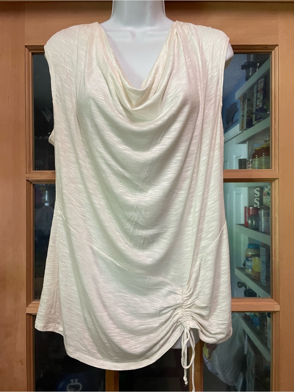 Halo Cream Lace-Trim Sleeveless Top